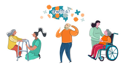 Elder humans. Aged people. Grandparent on a white background. Vector illustration