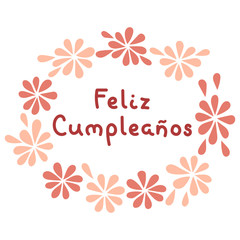Happy birthday in Spanish. , Feliz Cumpleanos lettering. Vector illustration.