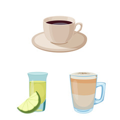 Vector illustration of drink and bar icon. Set of drink and party vector icon for stock.