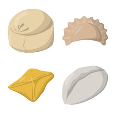 Vector illustration of dumplings and food  icon. Collection of dumplings and stuffed stock symbol for web.