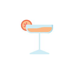 Cocktail glass with lime flat icon, vector sign, Summer Margarita Cocktail colorful pictogram isolated on white. Symbol, logo illustration. Flat style design