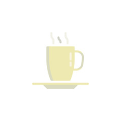 Hot coffee cup flat icon, vector sign, Tea cup with saucer and steam colorful pictogram isolated on white. Symbol, logo illustration. Flat style design