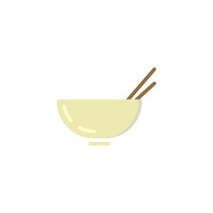 Asian soup bowl with chopsticks flat icon, Noodles bowl vector sign, colorful pictogram isolated on white. Symbol, logo illustration. Flat style design