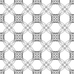 Seamless abstract floral pattern in oriental style. Geometric flower ornament on a white background. - 262937675
