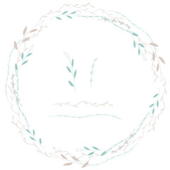 Floral frame. Round hand drawn floral frames on white background. Design elements for wedding cards, prints, greeting cards