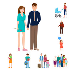 Vector design of family  and people sign. Collection of family  and avatar  stock symbol for web.