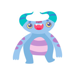 Cute Funny Monster, Friendly Alien Cartoon  Character Fantastic Creature Vector Illustration