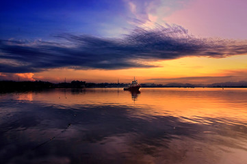 sunset on lake