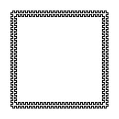 square vector frame with seamless meander pattern. greek fret repeated motif. greek key. meandros decorative border. simple black and white background. classic ornament