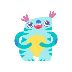 Cute Funny Monster, Adorable Alien Cartoon Character Fantastic Creature Vector Illustration
