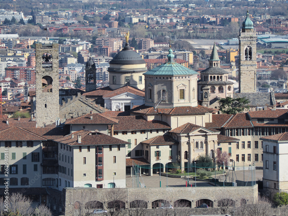 Wall mural bergamo. one of the beautiful city in italy. landscape at the old town from saint vigilio hill