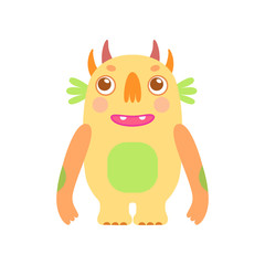 Cute Friendly Monster, Adorable Alien Cartoon Character Fantastic Creature Vector Illustration