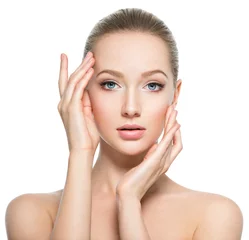 Beautiful face of young woman with perfect health  skin