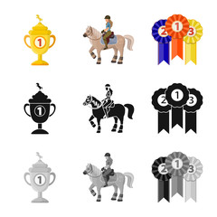 Vector illustration of equipment and riding icon. Collection of equipment and competition vector icon for stock.