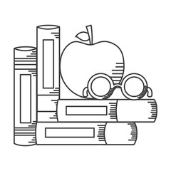 books apple and eyeglasses school supplies