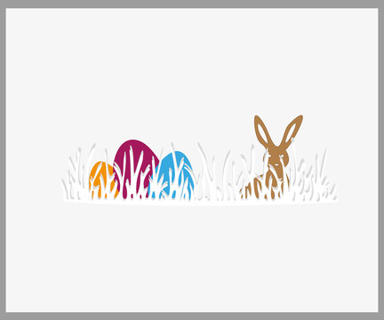 Vector background for Easter. Template. Rabbit ears sticking out of the grass .