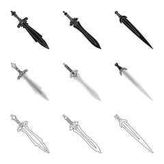 Isolated object of game  and armor  icon. Set of game  and blade  vector icon for stock.