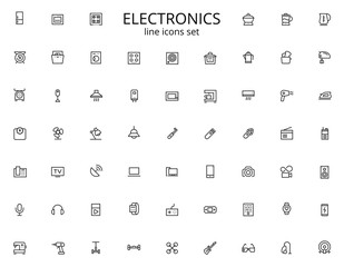 Electronics web line icon set