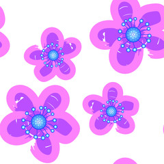 Sakura pink flowers seamless pattern without background