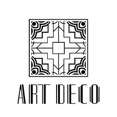 Beautiful emblem, badge for template logo in modern art deco style