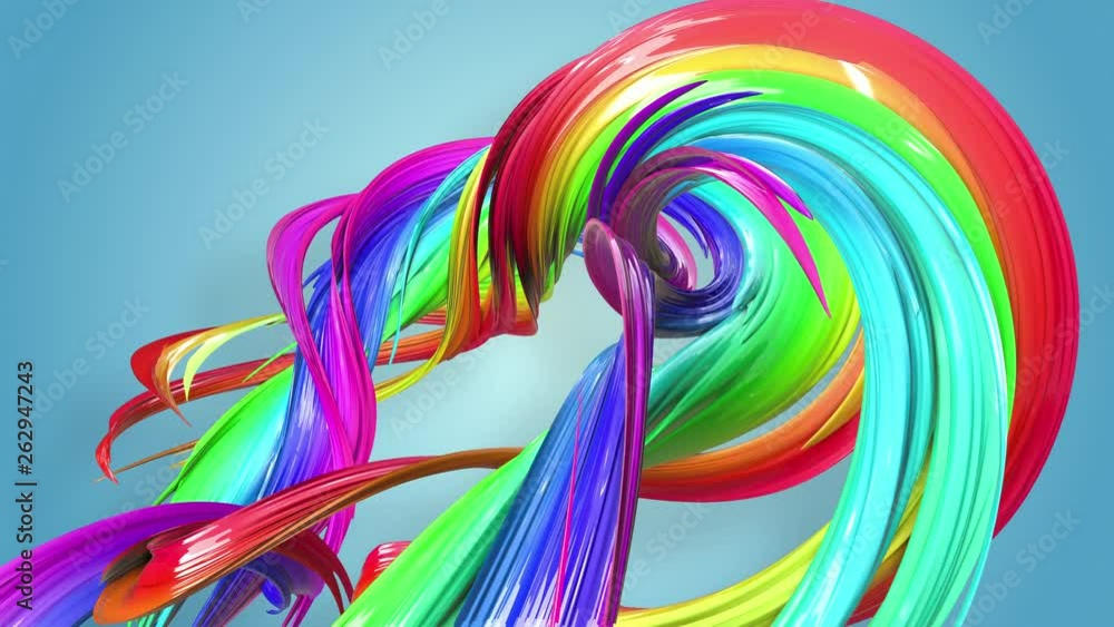 Poster abstract seamless background with multicolored ribbons. rainbow stripes are moving in a circle and t