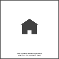 House vector icon. Home symbol with shadow on white isolated background.