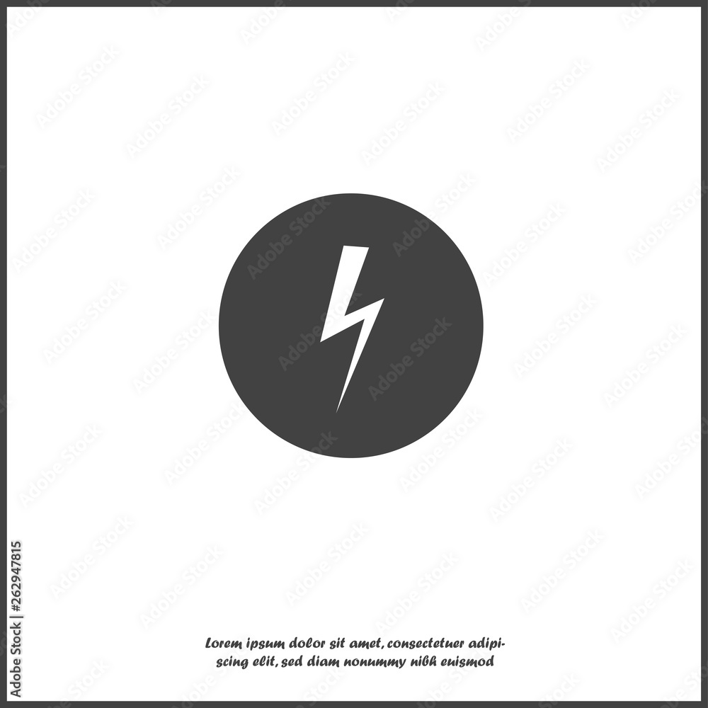 Poster vector lightning sign icon in a circle on white isolated background. layers grouped for easy editing
