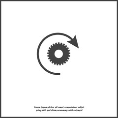 Fototapeta premium Vector gear icon and arrow. Workflow symbol on white isolated background. Layers grouped for easy editing illustration. For your design.