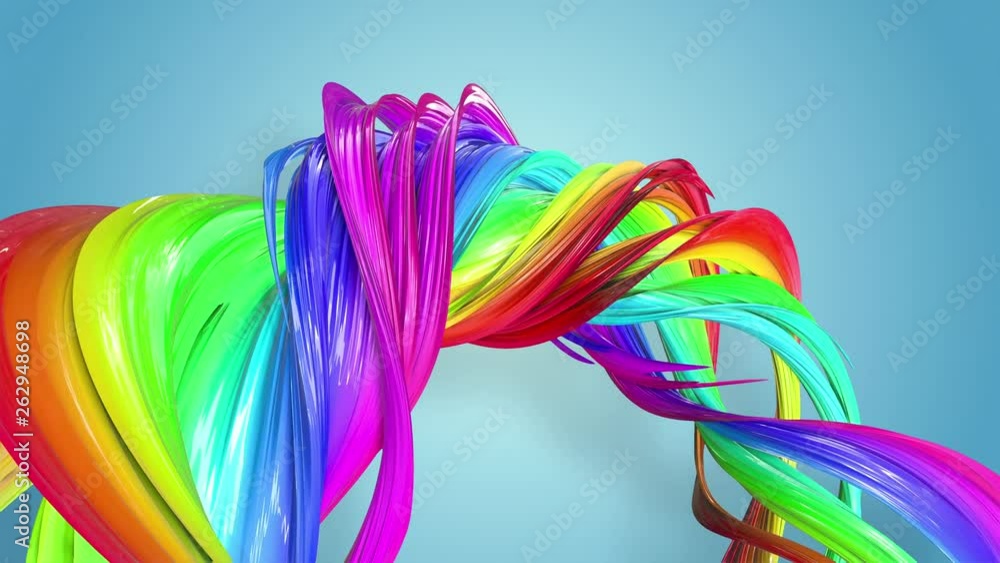 Poster abstract seamless background with multicolored ribbons. rainbow stripes are moving in a circle and t