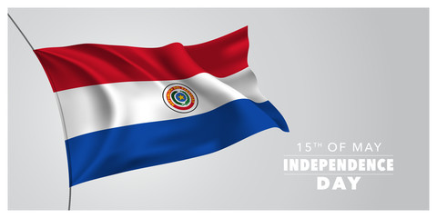 Paraguay happy independence day greeting card, banner, horizontal vector illustration