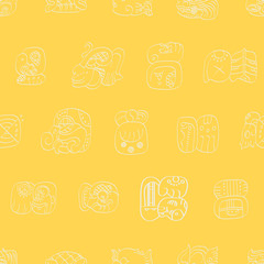 Seamless vector pattern with mayan glyphs