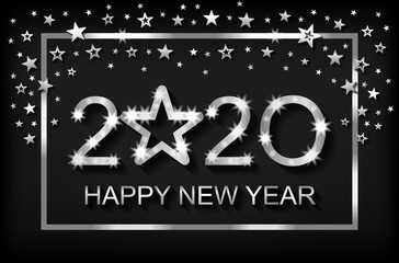 Happy New Year 2020 - greeting card, flyer, invitation - vector