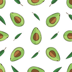 Avocado colored isolated seamless pattern on white background.