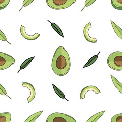 Avocado colored isolated seamless pattern on white background.