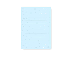 Inside postcarInvitation clear sheet. Blue blank on the white background with round silver elements. For self fillingd. Greeting card. Blue