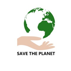 Hand hold earth, save the planet concept, icon or logo