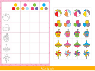 Educational children game. Logic game for kids. Match by color