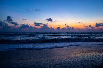 Landscape of the sea on the beach before sunrise.