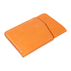 Leather accessories on a white background, wallets, coin boxes and straps, isolated