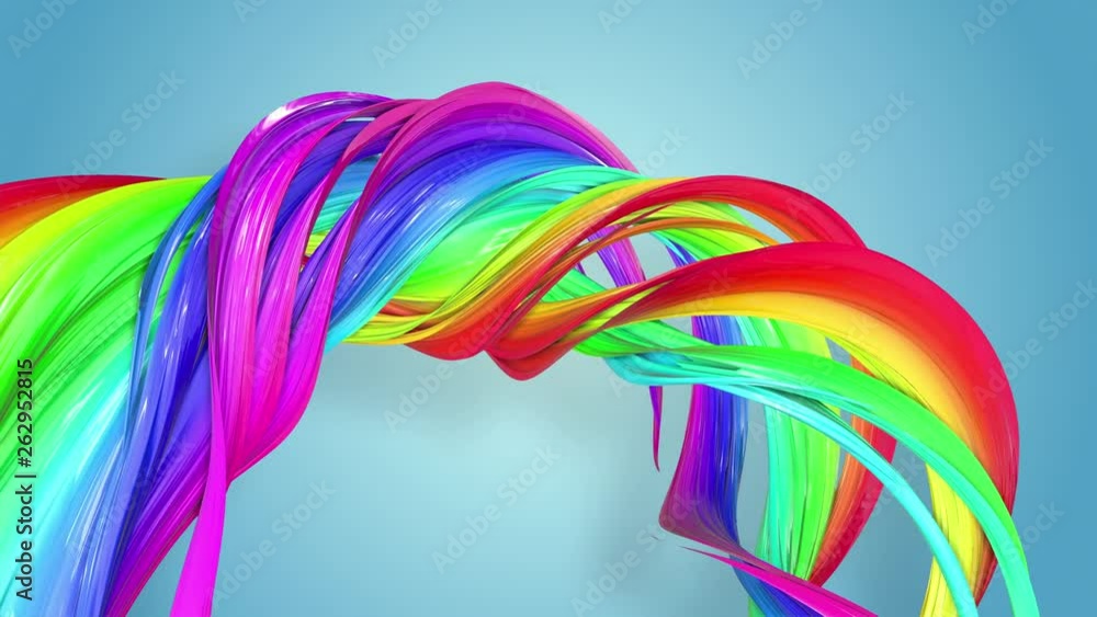 Poster abstract seamless background with multicolored ribbons. rainbow stripes are moving in a circle and t
