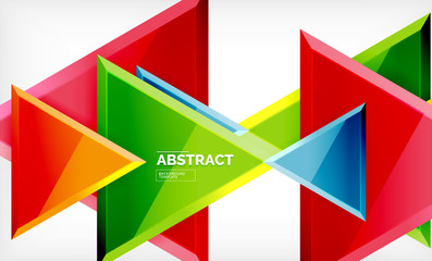 Triangular low poly background design, multicolored triangles