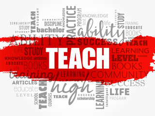 Fototapeta premium TEACH word cloud collage, education concept background