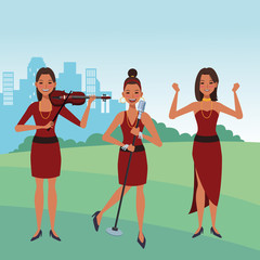 Obraz premium musician playing violin and singing and dancing