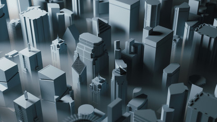 3d cityscape in a fog