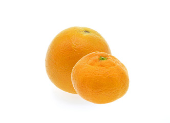 orange and  mandarin  isolated on white background