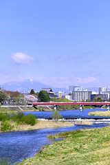 Fototapeta na wymiar 仙台市の広瀬橋付近より上流を望む