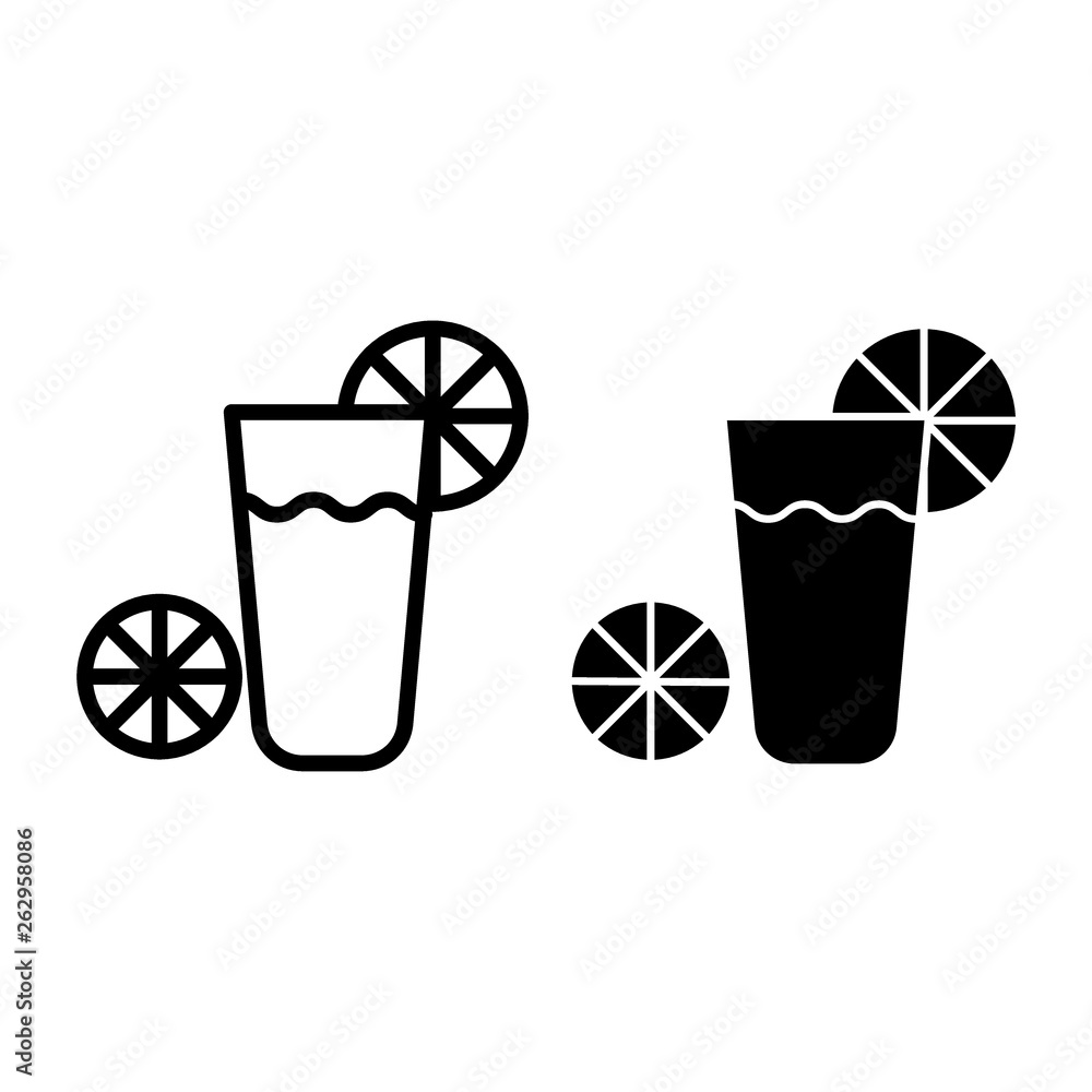 Aufkleber glass with lemonade line and glyph icon. drink vector illustration isolated on white. coktail with l