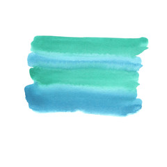 abstraction watercolor stain green emerald blue color with divorce gradient. hand drawn