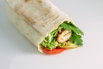 tortilla wraps with meat and vegetables