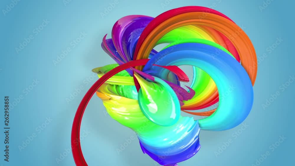 Poster abstract seamless background with multicolored ribbons. rainbow stripes are moving in a circle and t